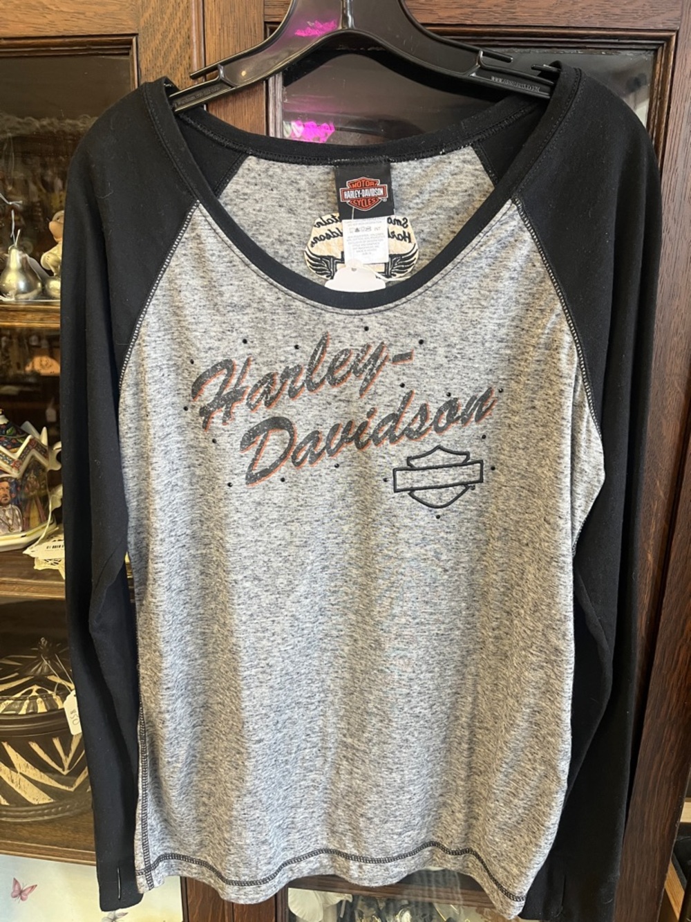 Harley-Davidson Gray Heather & Black Raglan Long Sleeve Shirt